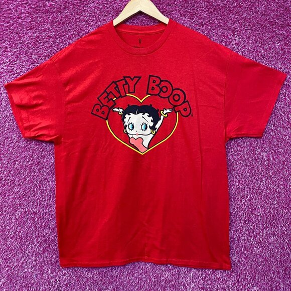 Betty Boop Red Heart Graphic Design T-Shirt XL - Picture 1 of 4